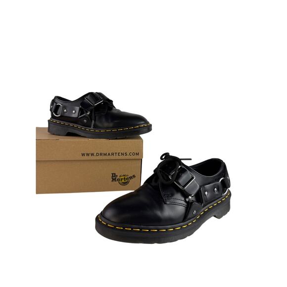 NEW Dr. Martens Henree Unisex Polished Smooth Leather Buckle Lace Up Shoes Sz 6 - Picture 10 of 11